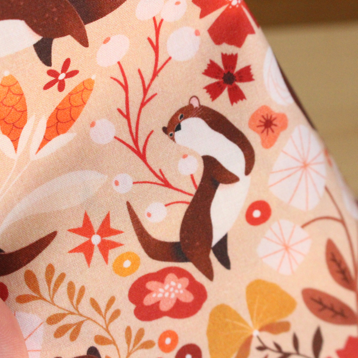 [PRECOMMANDE] Tissu popeline 100% coton / LOUTRES - Motif taille S