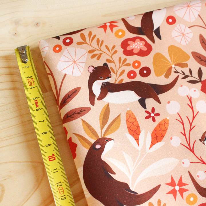 [PRECOMMANDE] Tissu popeline 100% coton / LOUTRES - Motif taille M