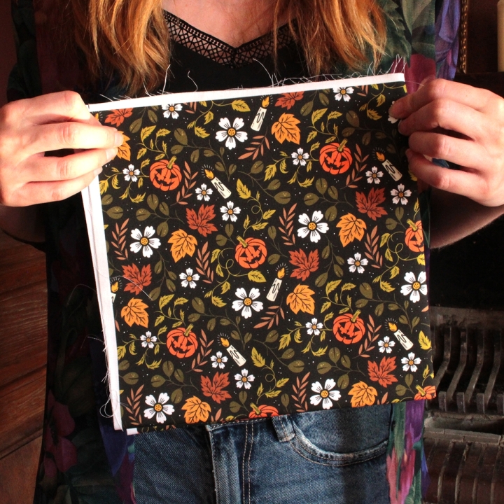 Coupon de tissu illustré "Jack O'lantern" 48x48 cm
