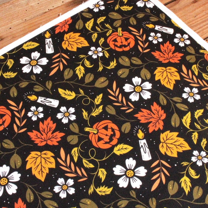Coupon de tissu illustré "Jack O'lantern" 48x48 cm