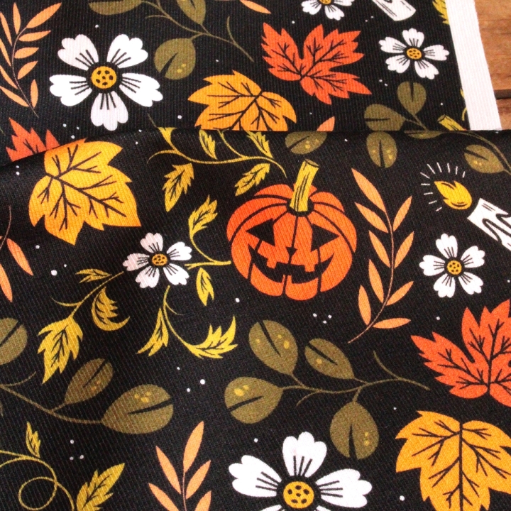 Coupon de tissu illustré "Jack O'lantern" 48x48 cm