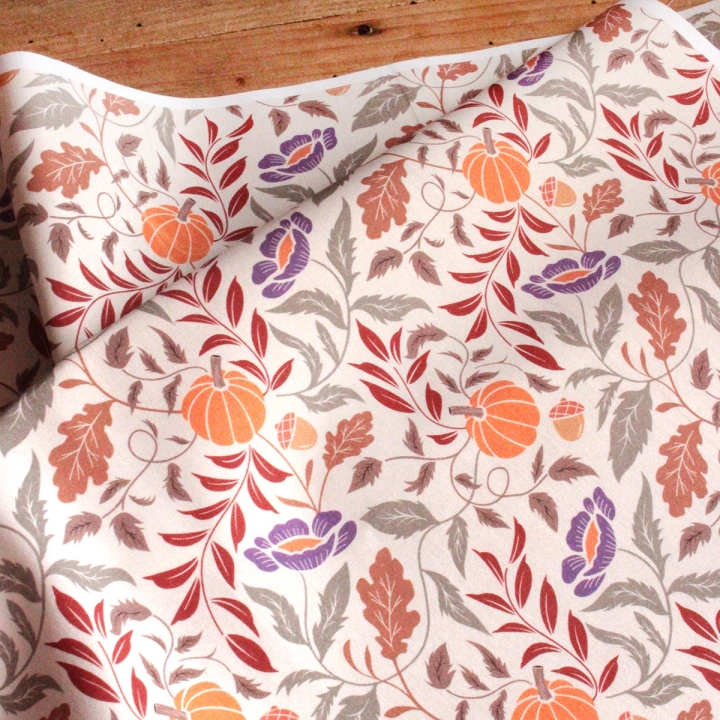 Coupon de tissu illustré "Pumpkin Cottage" 48x48 cm