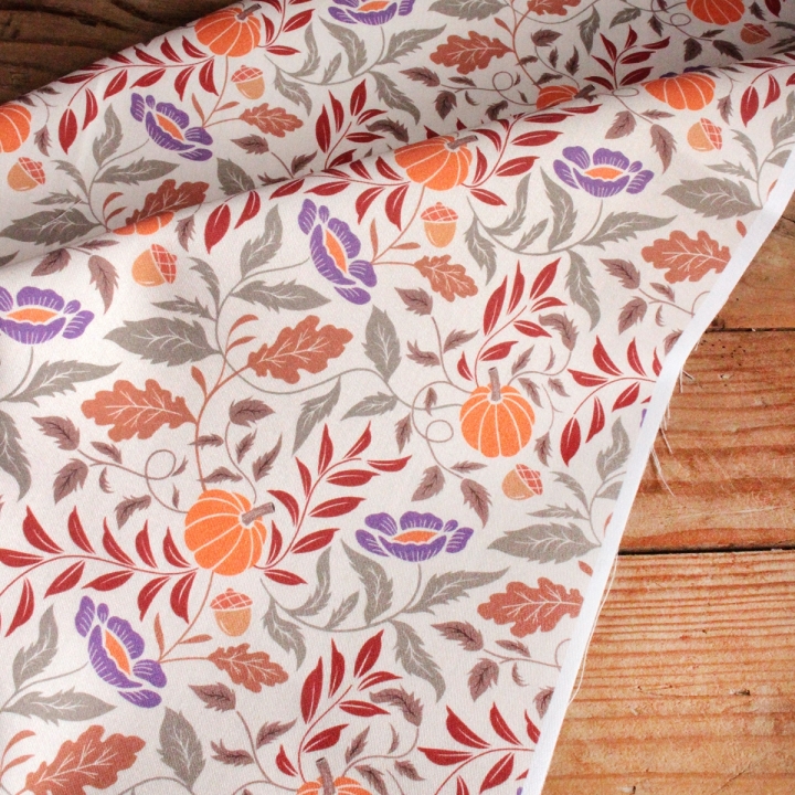 Coupon de tissu illustré "Pumpkin Cottage" 48x48 cm