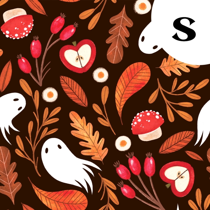 Coupon de tissu illustré "Les âmes de l'automne" 48x48 cm