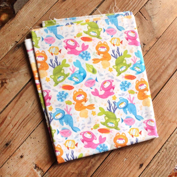 VIDE-ATELIER / 1m popeline - Poisson Yoko - Taille S - sans défaut