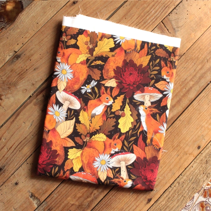 VIDE-ATELIER / 1m popeline - Écureuils d'automne - Taille M - Motif plus foncé
