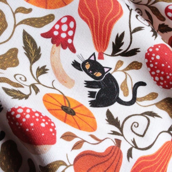 Coupon de tissu illustré "chatrouille" 48x48 cm
