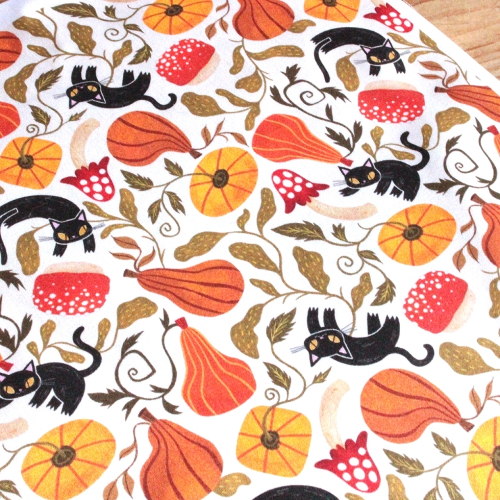 Coupon de tissu illustré "chatrouille" 48x48 cm
