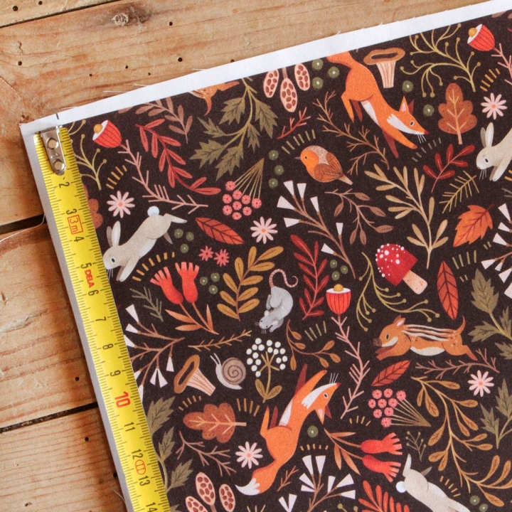 Tissu illustré "Les petits habitants des sous-bois"