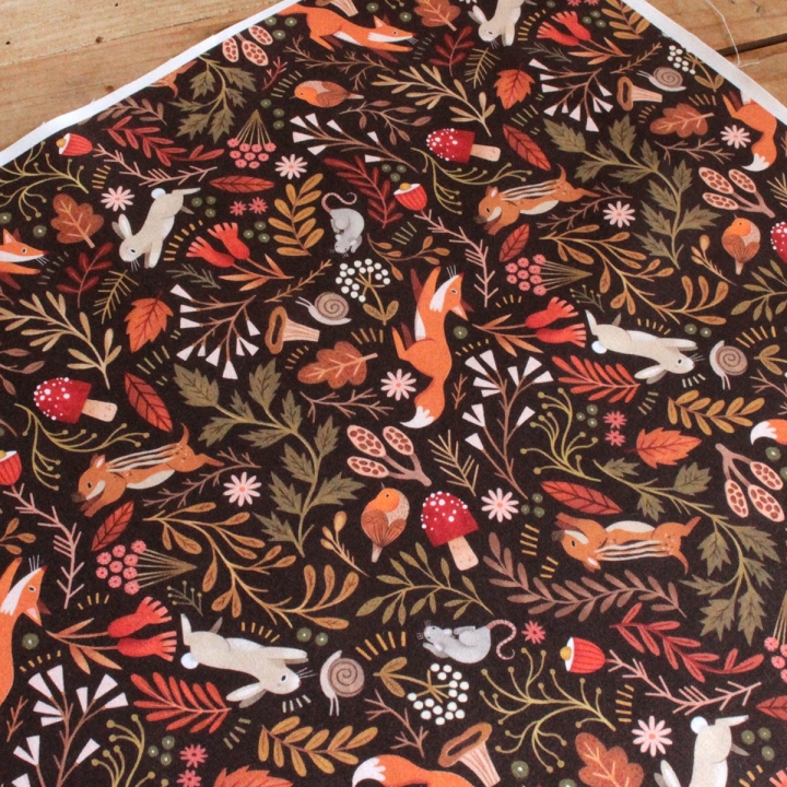Tissu illustré "Les petits habitants des sous-bois"