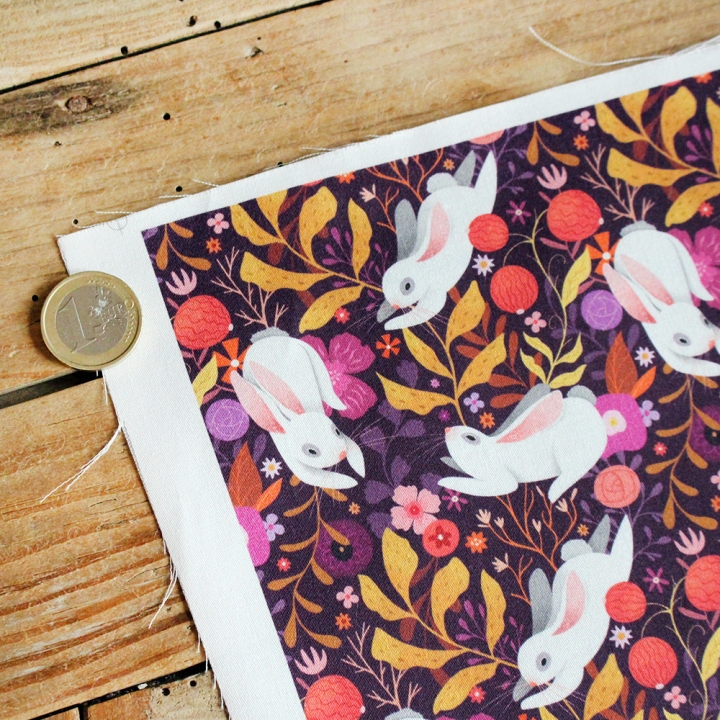 [PRECOMMANDE] Coupon popeline 48x48 cm - LAPINS BLANCS
