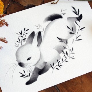 Tirage d'art - Le lapin blanc