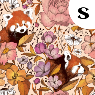 [PRECOMMANDE] Tissu popeline 100% coton / PANDA ROUX - Motif taille S
