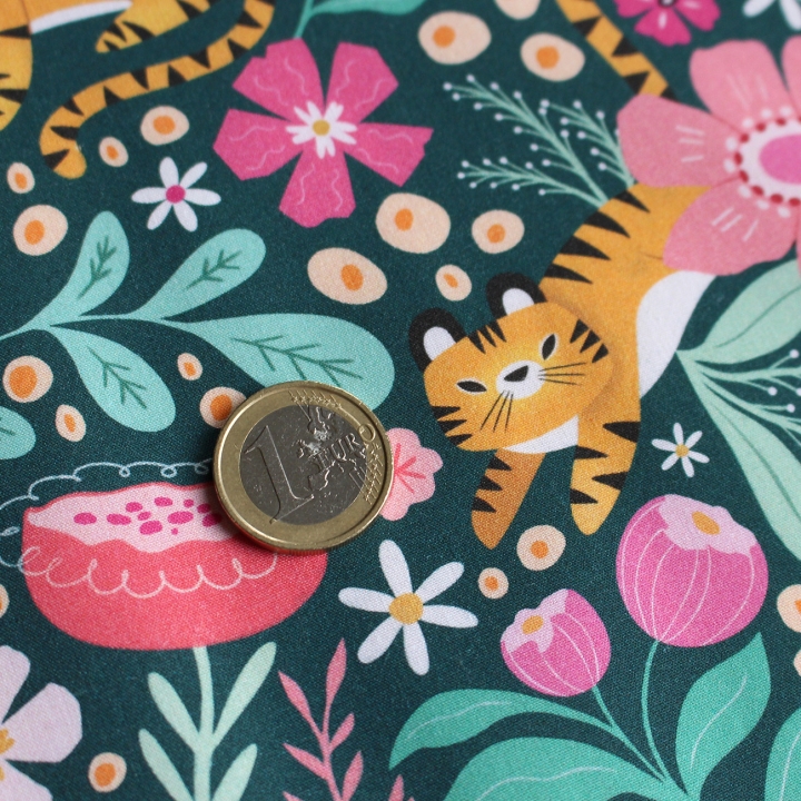 [PRECOMMANDE] Tissu popeline 100% coton / TIGRES - Motif taille M