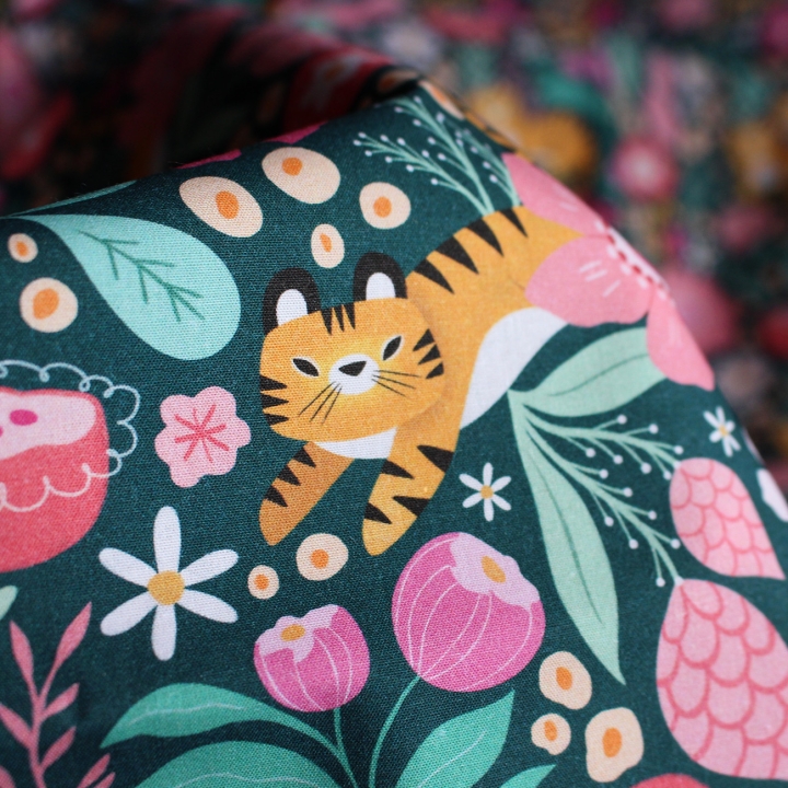 [PRECOMMANDE] Tissu popeline 100% coton / TIGRES - Motif taille M