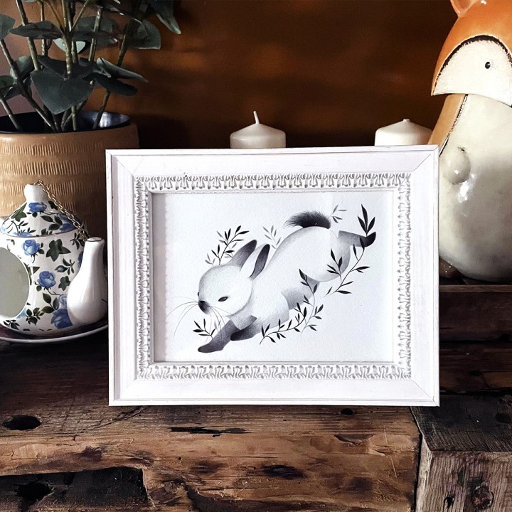 Tirage d'art - Le lapin blanc