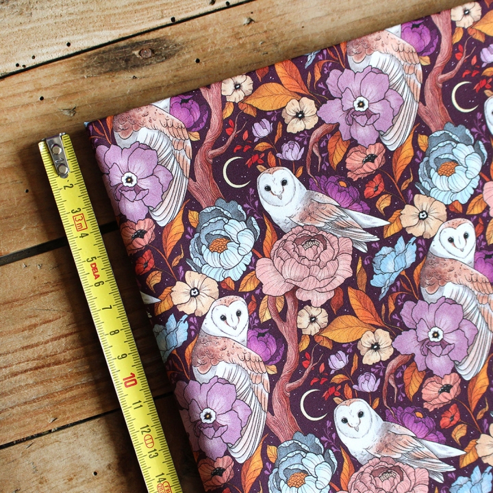 [PRECOMMANDE] Tissu popeline 100% coton / CHOUETTES EFFRAIES - Motif taille S