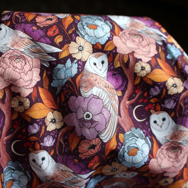 [PRECOMMANDE] Tissu popeline 100% coton / CHOUETTES EFFRAIES - Motif taille S