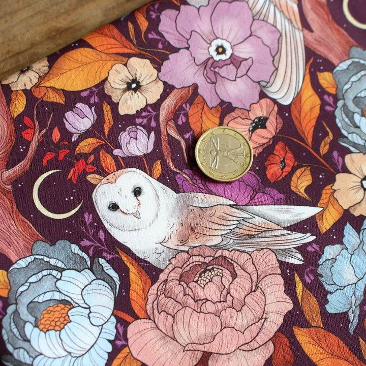 [PRECOMMANDE] Tissu popeline 100% coton / CHOUETTES EFFRAIES - Motif taille M