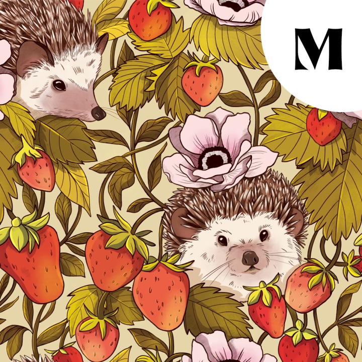 [PRECOMMANDE] Tissu popeline 100% coton / HERISSONS FRAISES - Motif taille M