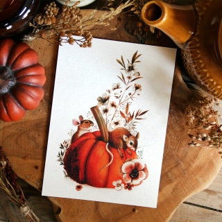 Tirage d'art - Souris et citrouilles