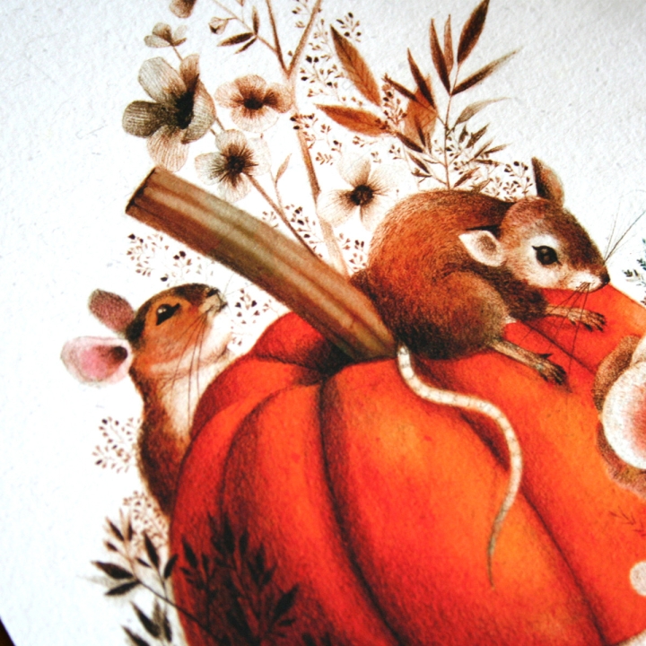 Tirage d'art - Souris et citrouilles