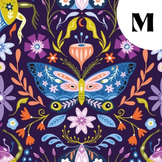 [PRECOMMANDE] Tissu popeline 100% coton / PAPILLONS & SCARABÉES- Motif taille M