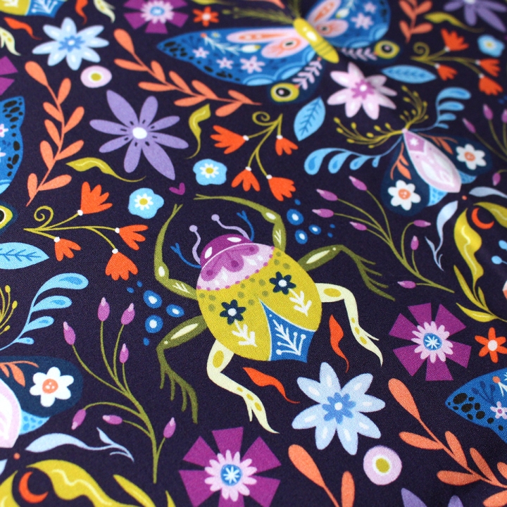 [PRECOMMANDE] Tissu popeline 100% coton / PAPILLONS & SCARABÉES- Motif taille M
