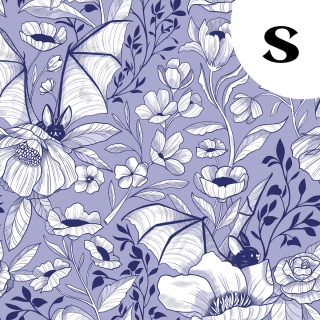 [PRECOMMANDE] Tissu popeline 100% coton / CHAUVE-SOURIS BLEUES - Motif taille S