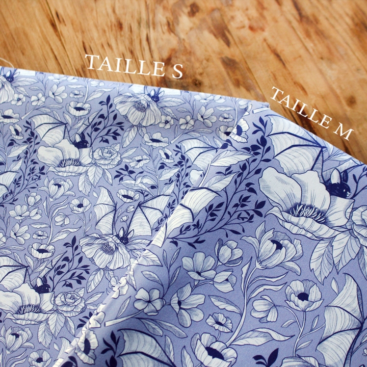 [PRECOMMANDE] Tissu popeline 100% coton / CHAUVE-SOURIS BLEUES - Motif taille M