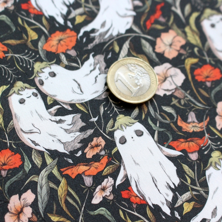 [PRECOMMANDE] Tissu popeline 100% coton / FANTÔMES - Motif taille S