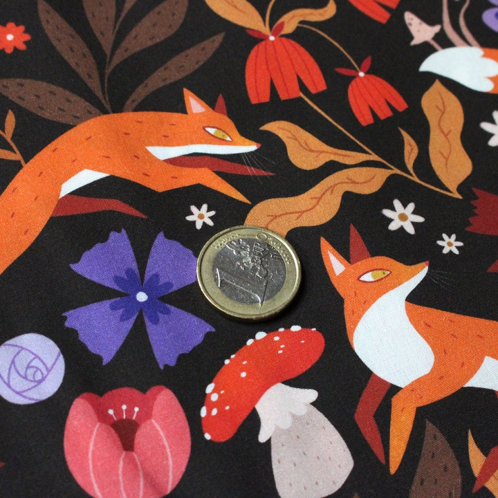 [PRECOMMANDE] Tissu popeline 100% coton / RENARDS - Motif taille M