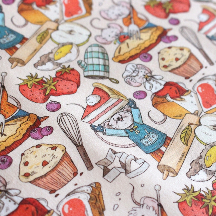 [PRECOMMANDE] Coupon popeline 48x48 cm - SOURIS PÂTISSERIE