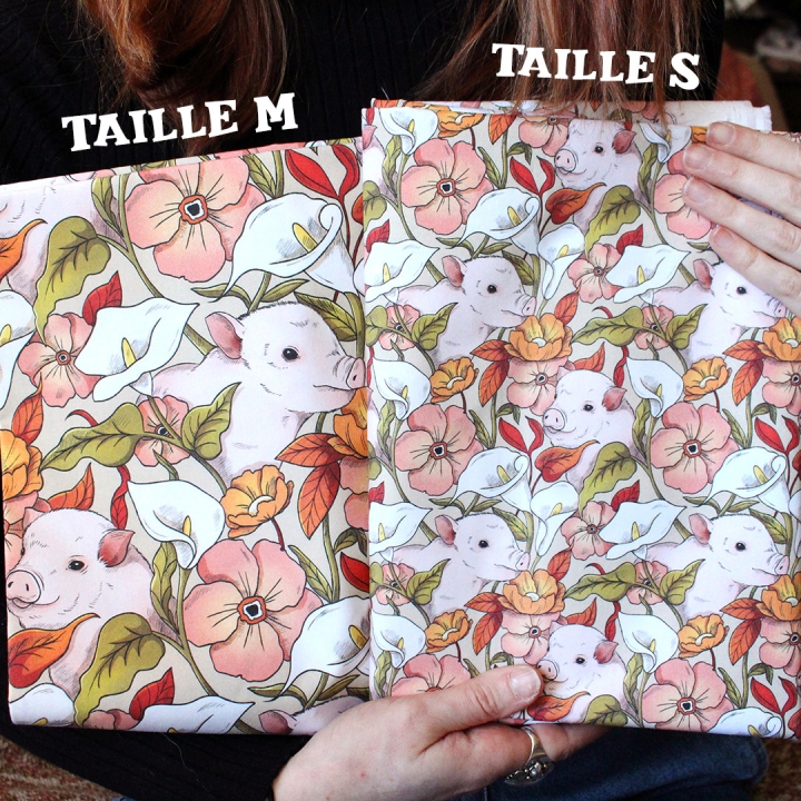 [PRECOMMANDE] Tissu popeline 100% coton / COCHONS - Motif taille S