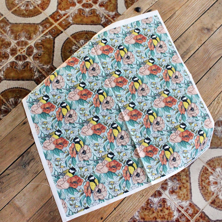 [PRECOMMANDE] Coupon popeline 48x48 cm - MÉSANGES