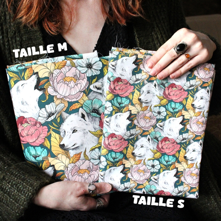 [PRECOMMANDE] Tissu popeline 100% coton / LOUPS BLANCS - Motif taille S