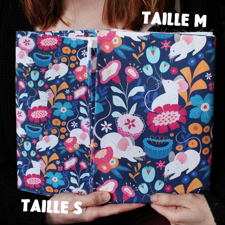 [PRECOMMANDE] Tissu popeline 100% coton / SOURIS FLEURS - Motif taille S