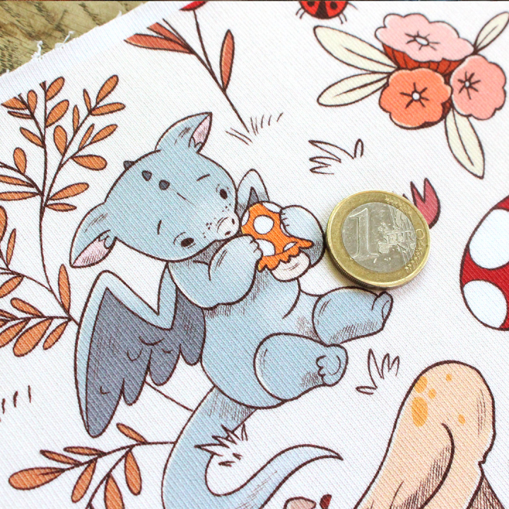 [PRECOMMANDE] French Terry  / DRAGONS & CHAMPIGNONS - Motif taille M