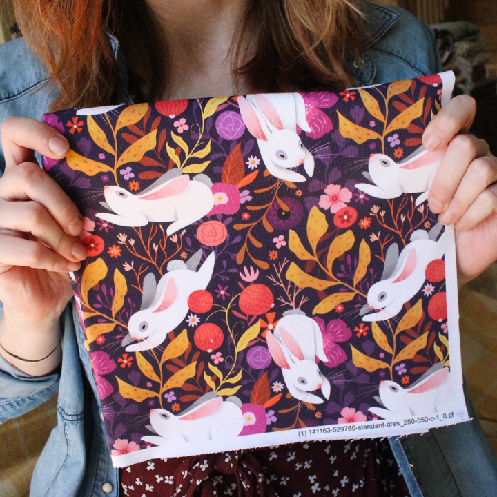 [PRECOMMANDE] French Terry  / LAPINS BLANCS - Motif taille M