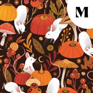 [PRECOMMANDE] Coupon French Terry 48x48 cm - SOURIS & CITROUILLES