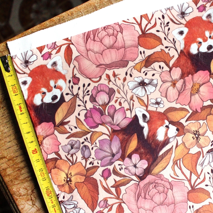 [PRECOMMANDE] Tissu velours / PANDA ROUX - Motif taille M