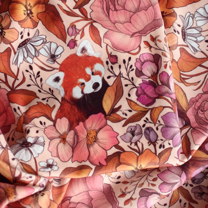 [PRECOMMANDE] Tissu velours / PANDA ROUX - Motif taille M