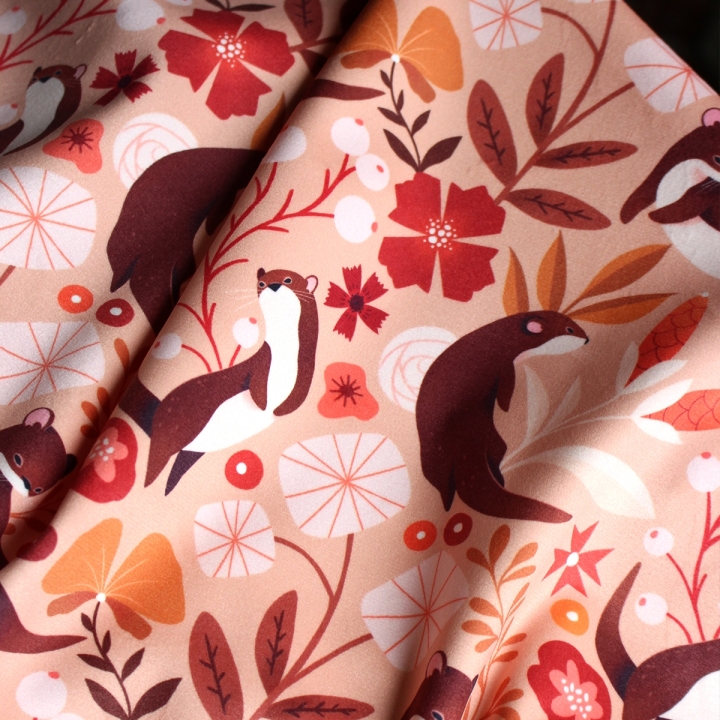 [PRECOMMANDE] Tissu velours / LOUTRES - Motif taille M