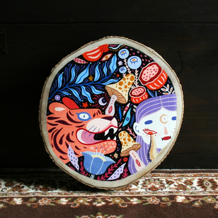 Peinture sur rondin grand format