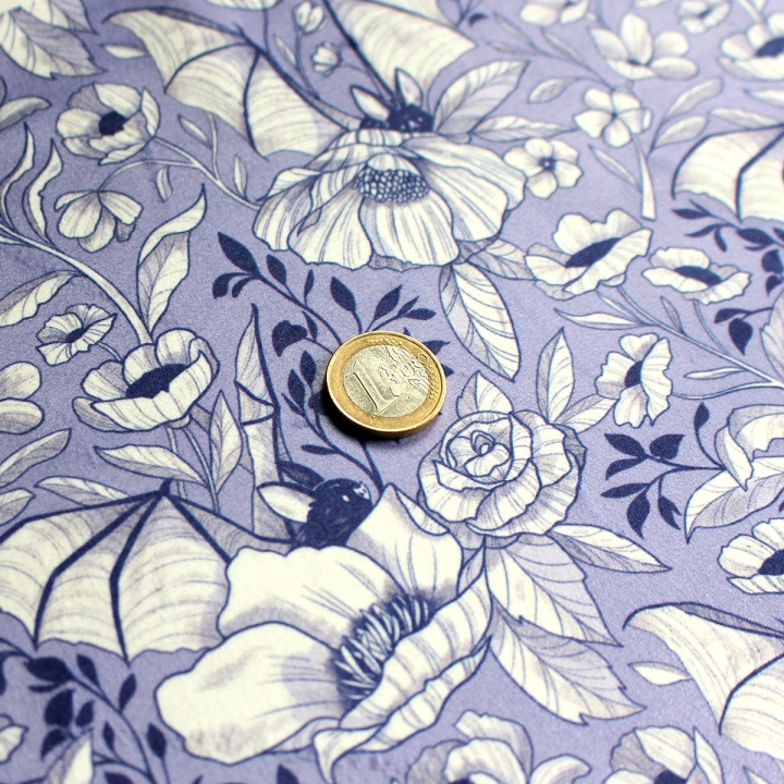 [PRECOMMANDE] Tissu velours / CHAUVE-SOURIS BLEUES - Motif taille M