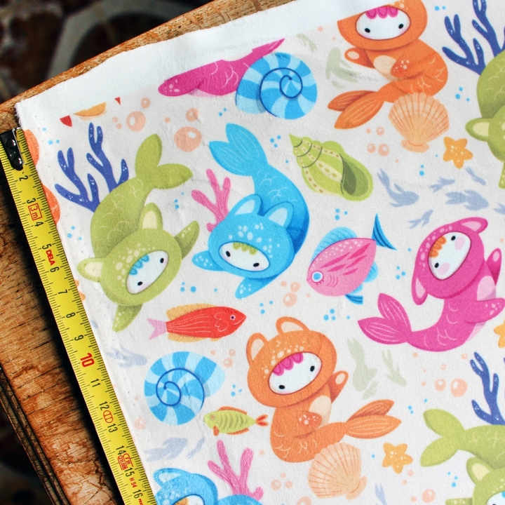 [PRECOMMANDE] Tissu velours / POISSONS YOKO - Motif taille M
