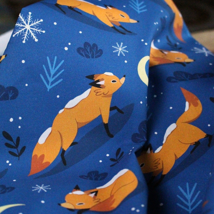 [PRECOMMANDE] Tissu popeline 100% coton / RENARDS SOUS LA NEIGE - Motif taille M