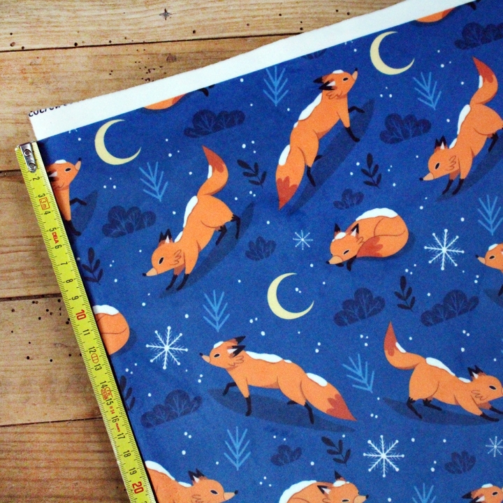 [PRECOMMANDE] Tissu velours / RENARDS SOUS LA NEIGE - Motif taille M