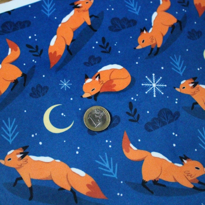 [PRECOMMANDE] Tissu velours / RENARDS SOUS LA NEIGE - Motif taille M