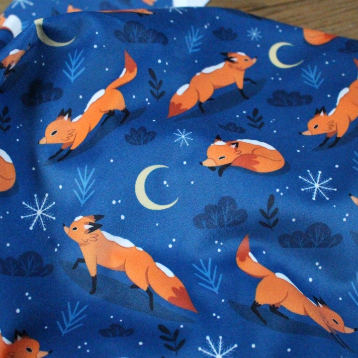 [PRECOMMANDE] Tissu velours / RENARDS SOUS LA NEIGE - Motif taille M